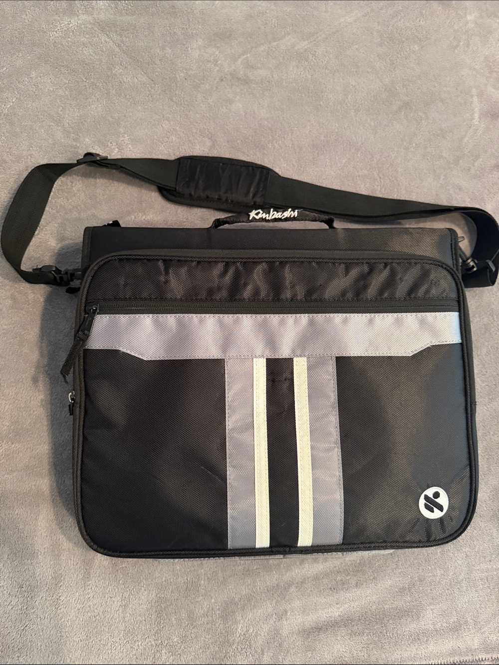 Black and Gray Laptop Messenger Bag with Reflective Stripes